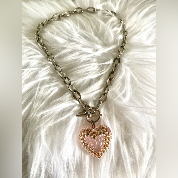 Tarina Tarantino Swarovski Crystal Heart Toggle Necklace Pink - Picture 8 of 8